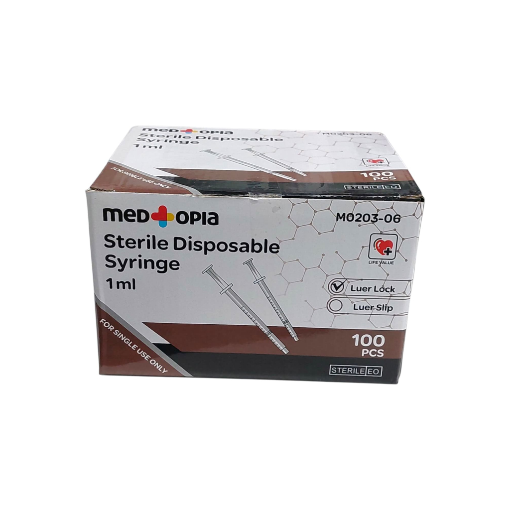 Medtopia Sterile Disposable Syringe Luer Lock 1ml (1box-100pcs ...