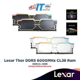 Lexar Thor RGB Black/White DDR5 32GB (2x16GB) 6000MHz CL38 Desktop RAM