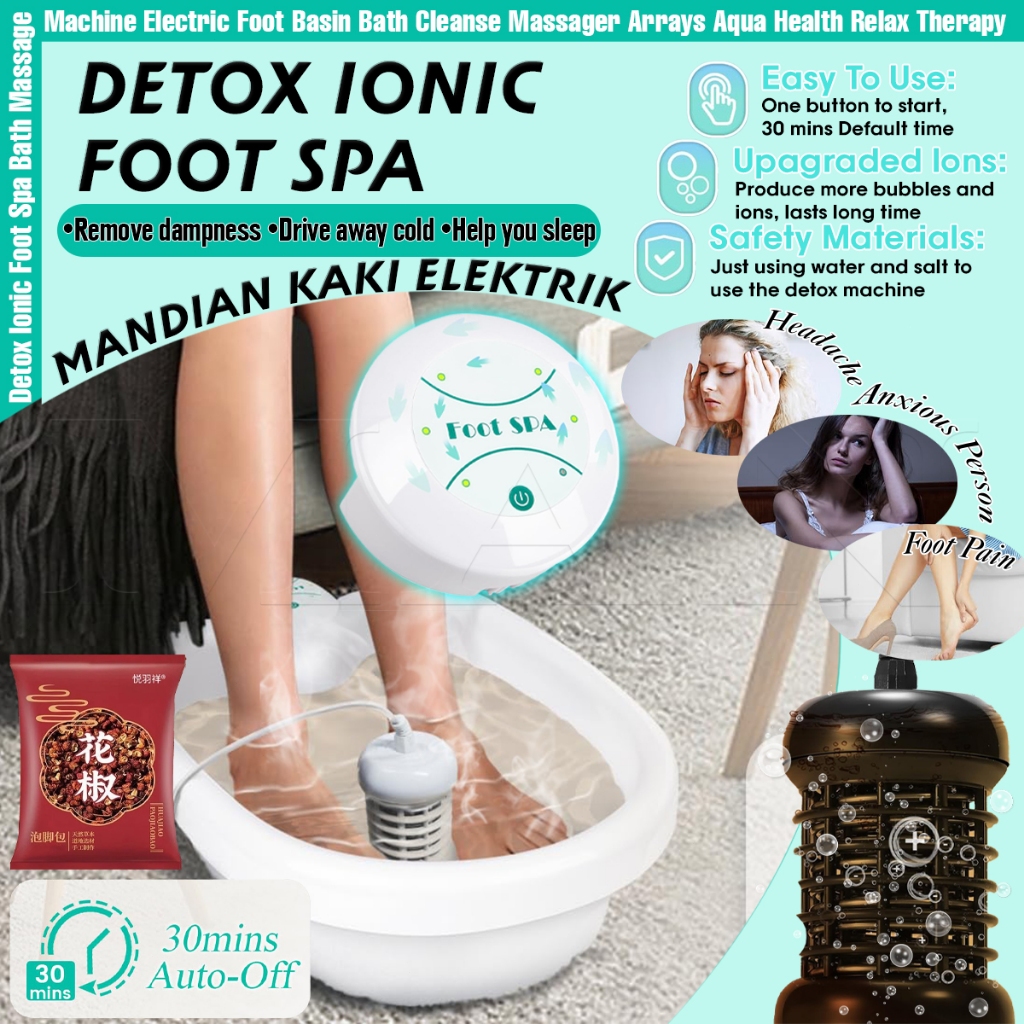 Detox Ionic Foot Spa Bath Massage Machine Electric Foot Basin Bath ...