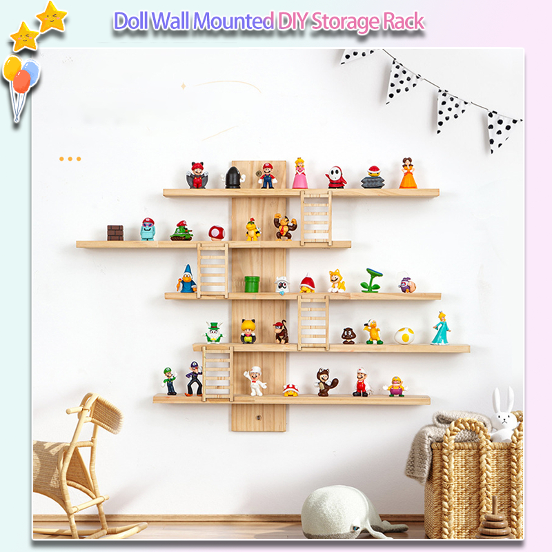 Solid Wood Display Rack Wall Mounted Toy Storage Rak Mainan Popmart ...