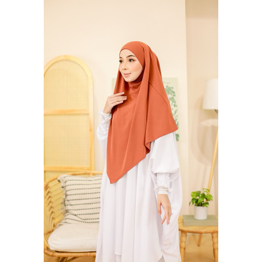 QAINISA Tudung Sarung HASYA berdagu khimar umrah ironless tudung labuh bidang 45 50 60 purdah MOSSCREPE