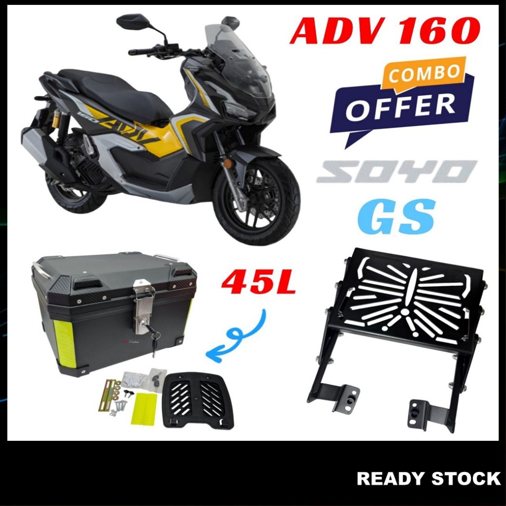 (Honda ADV 160) SOYO 45L Kotak Motosikal Top Box Motorcycle+GS ...