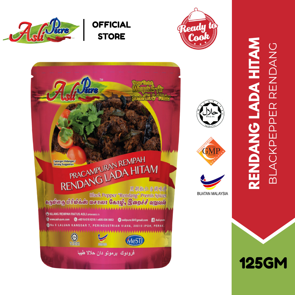 HALAL AsliPure REMPAH Rendang Lada Hitam [125gm] | Black Pepper Rendang ...