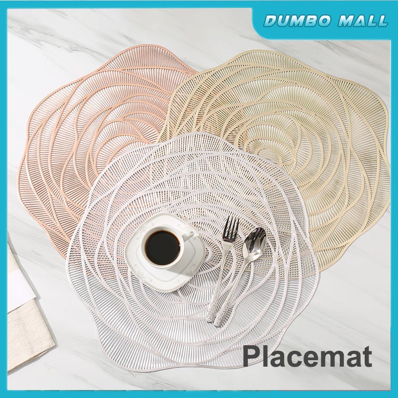 PVC Table Mat Heat-Resistant Placemat for Dining Table Protector Rose ...