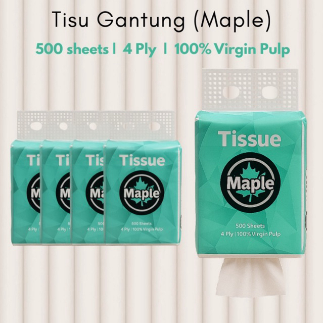 [10 Packs] Maple Hangging Tissue 4-Ply 500 sheets tisu gantung viral ...