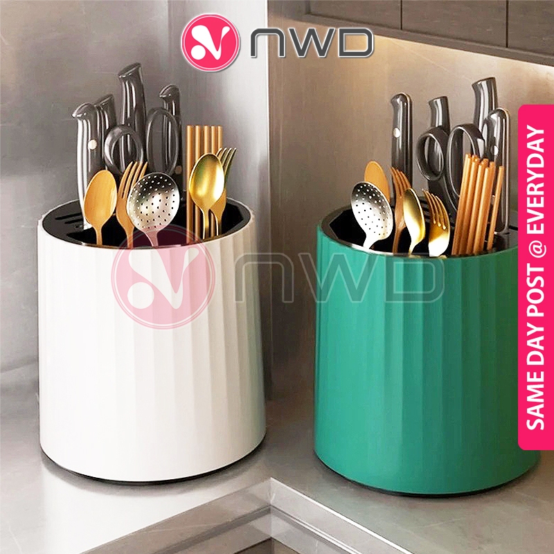 𝟯𝟲𝟬° 𝗥𝗢𝗧𝗔𝗧𝗜𝗡𝗚 》 Knife Cutlery Holder Rack Spoon Fork Chopstick Kitchen ...