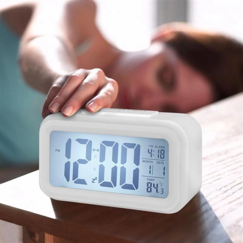 (Batteries Included) Large Bright LED Digital Alarm Smart Clock Touch ...