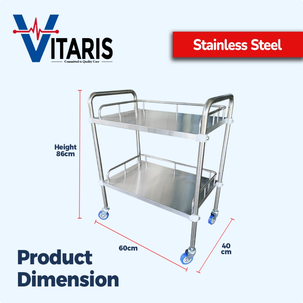 Stainless Steel Medical Instrument Trolley with Wheels & Handle ...