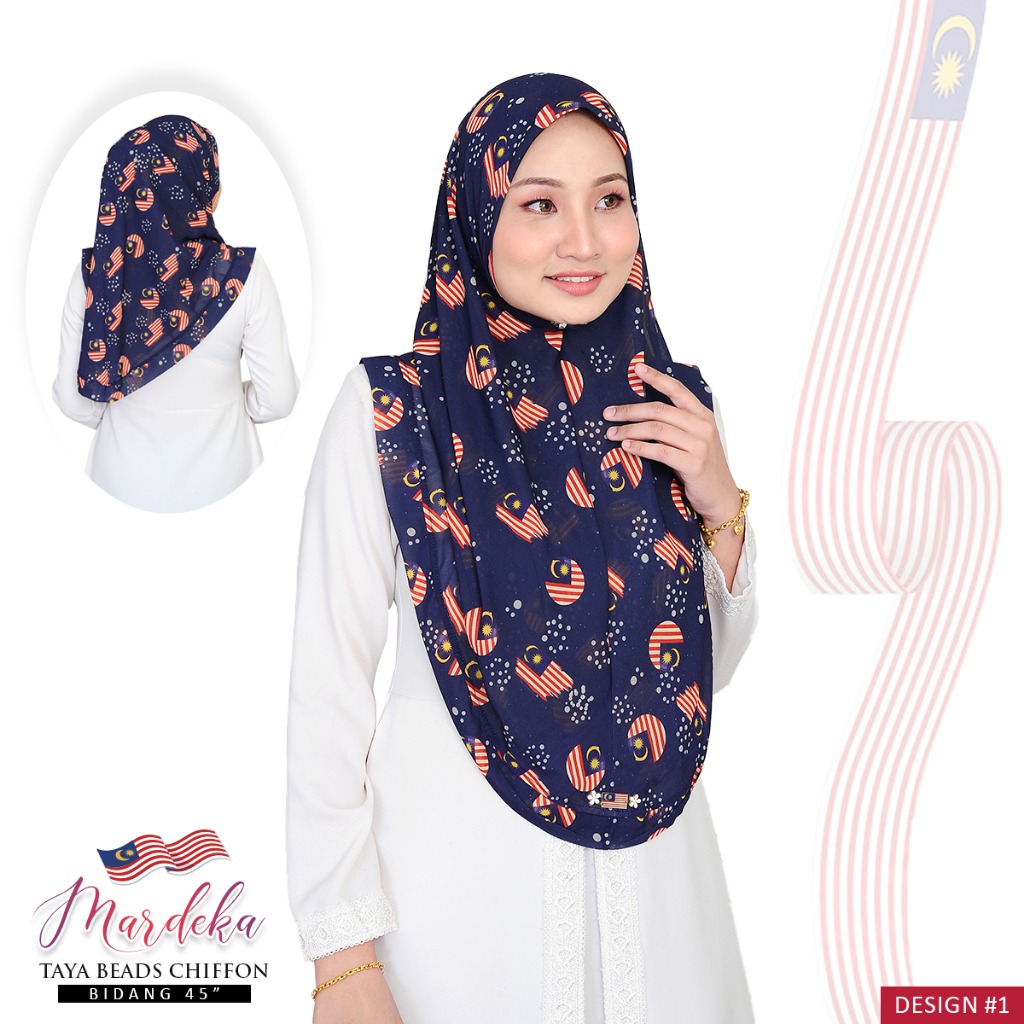 🎀Special Edition🎀 Merdeka Tudung Sarung Taya Beads with MERDEKA Pattern ...