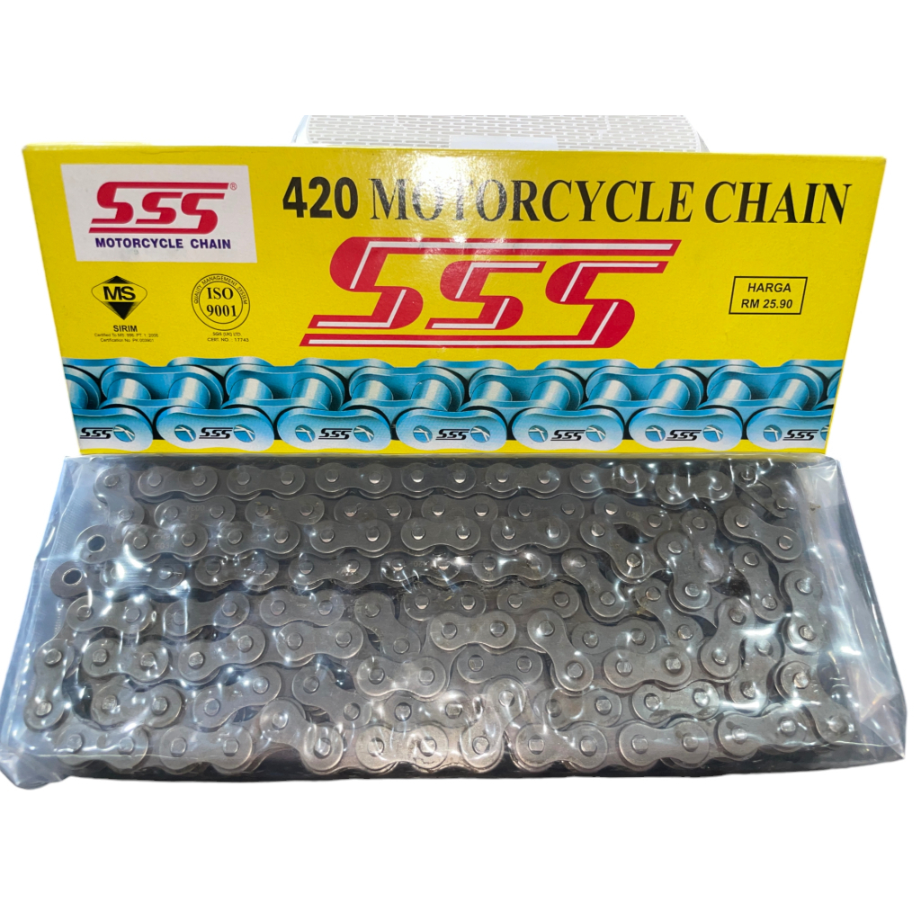 420 SSS MOTORCYCLE CHAIN RANTAI MOTOR HEAVY DUTY ORIGINAL (420 - 98 / ...