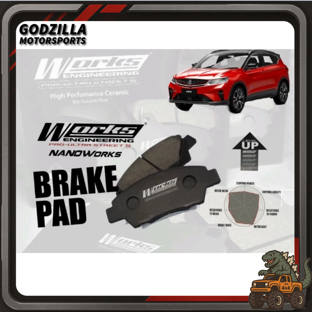Proton X50 (FRONT) Works Engineering 100% Genuine Performance Brake Pad ...
