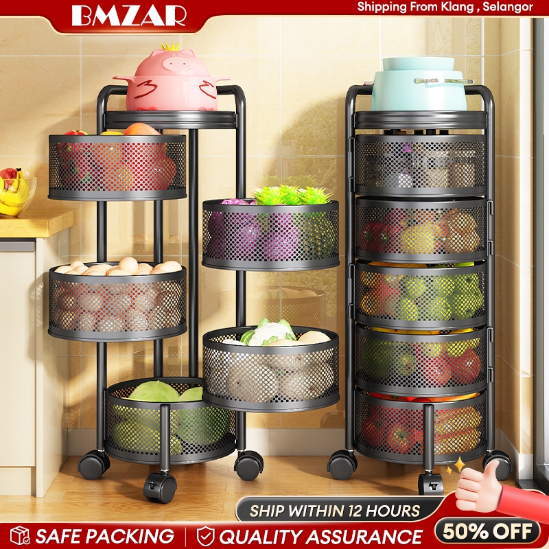 Revolving trolley rack square kitchen rack Revolving shelf Storage rack ...