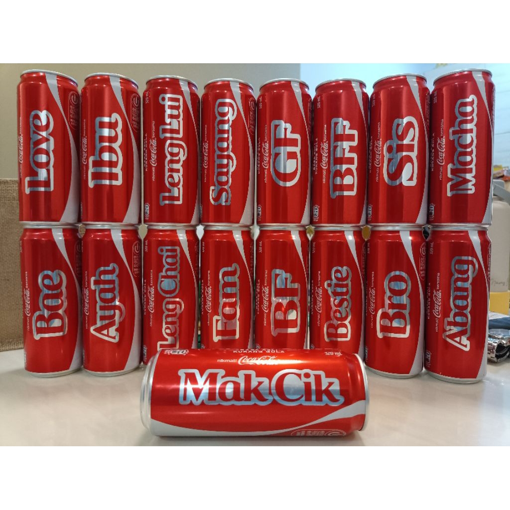 Coca Cola 320ml Share A Coke Ibu Ayah Leng Chai Leng Lui Sis Bro Sayang ...