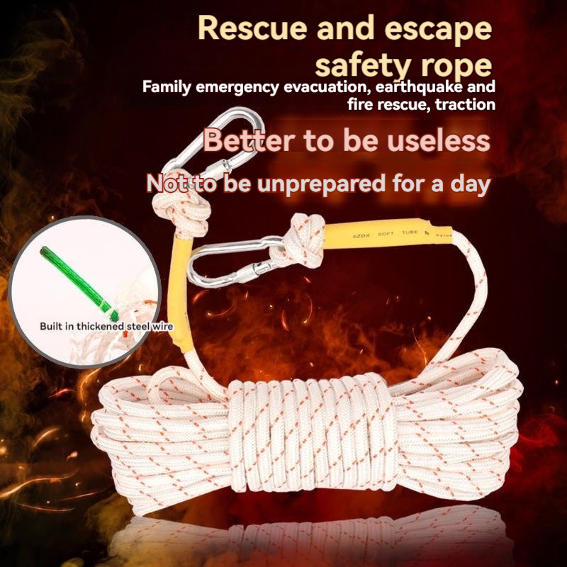 Double buckle steel core safety rope Thick fire safety rope high-rise ...