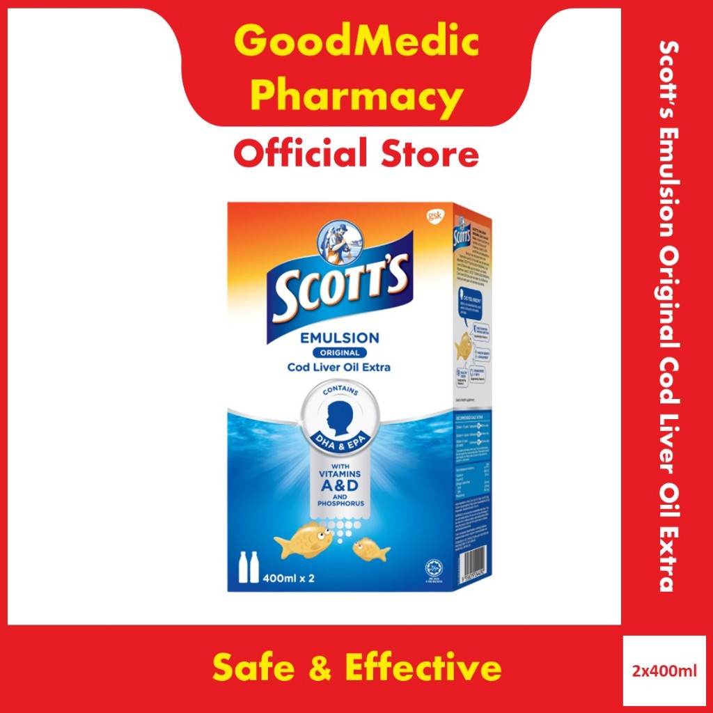 Scott's Emulsion Original Cod Liver Oil Extra (2x400ml) | Shopee Malaysia