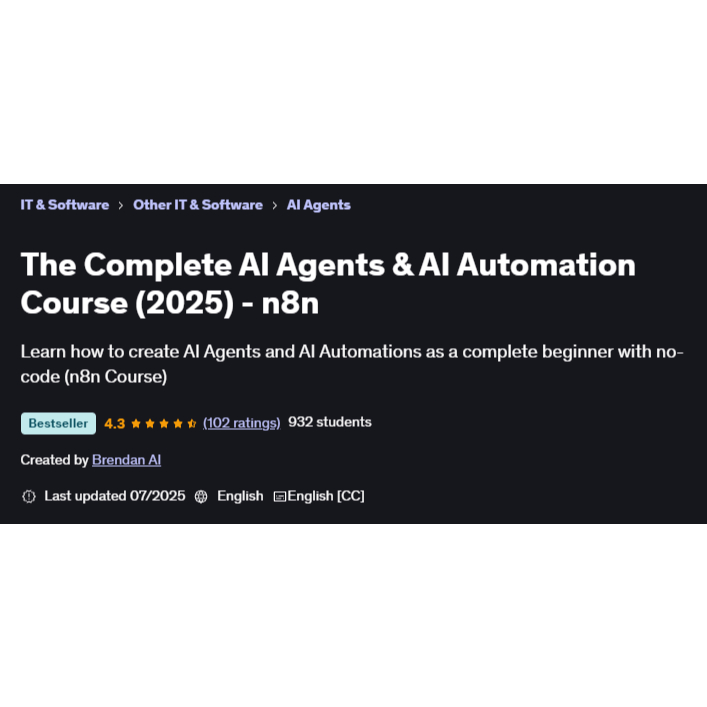 The Complete AI Agents & AI Automation Course (2025) - n8n | Shopee ...