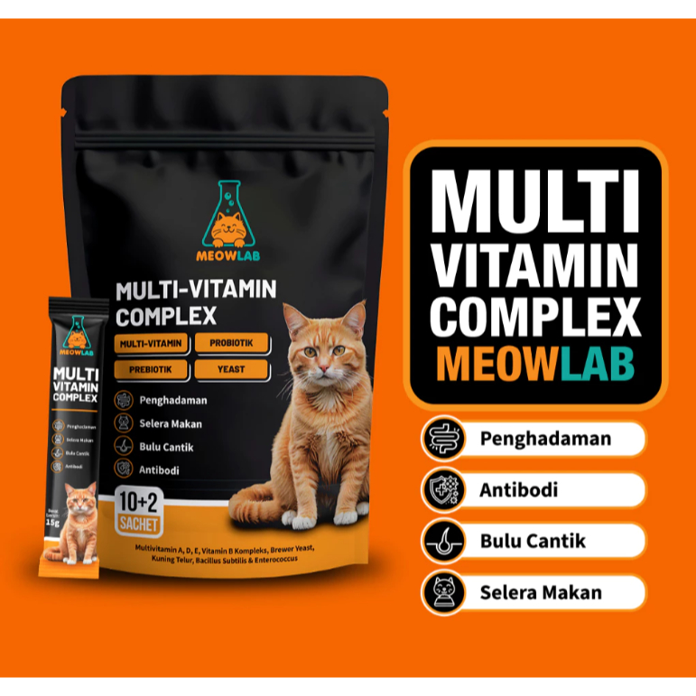 MEOWLAB Vitamin Kucing Multivitamin Cat Complex (1 pack 12 Sachet ...