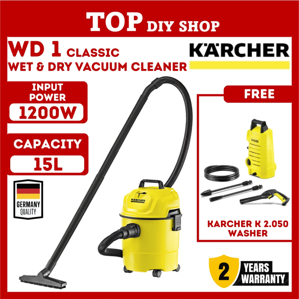 Karcher WD1 Classic WD1 Wet and Dry Vacuum Cleaner Multipurpose Vacuum ...