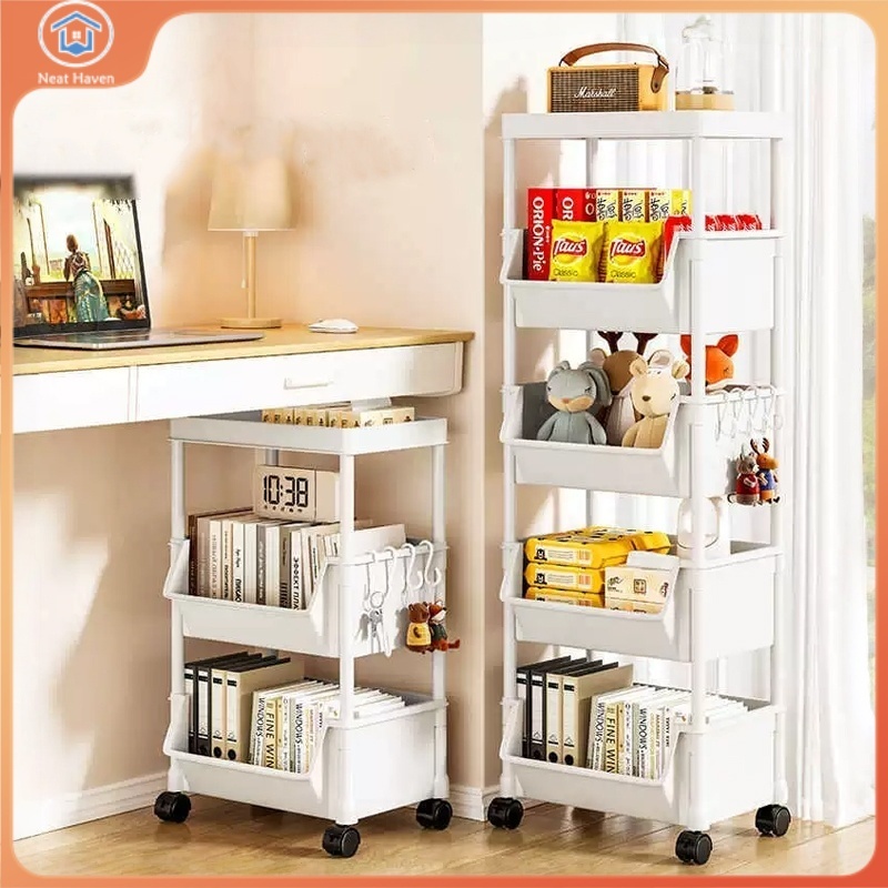 Multi-Layer With Wheels Movable Book Shelf Rack Kitchen Storage Rak ...