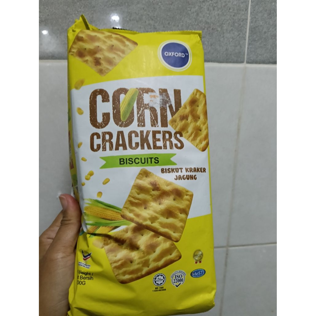 Packaging of corn biscuits, a simple treat to enjoy with a cup of tea