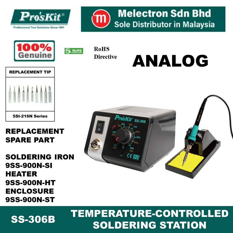 Pro'sKit SS-306B Temperature-Controlled Soldering Station (5SI-216N-B ...
