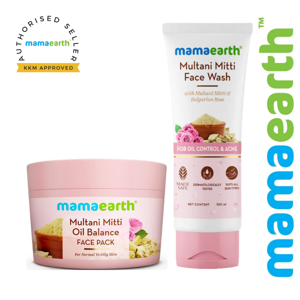 Mamaearth Multani Mitti Oil Balance Combo (face wash -100 ml) + (face ...