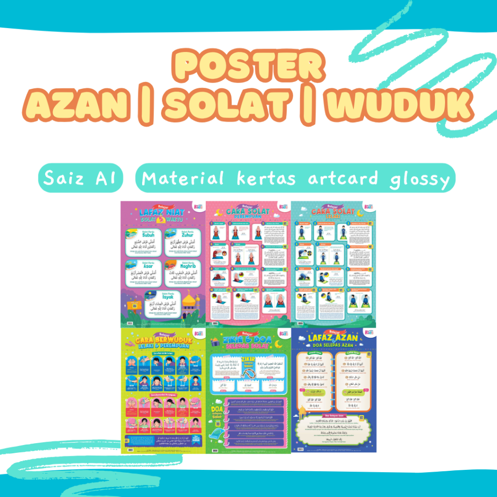 Poster Niat Solat | Solat | Wuduk | Azan | KAFA [Prima Kids] | Shopee ...