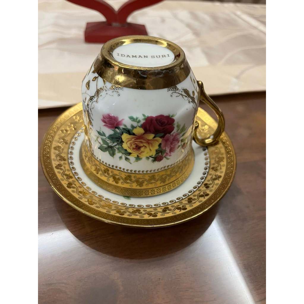 (preloved) Tea Set Cawan Bunga Ros Idaman Suri Auratic ( 1cawan+1piring ...
