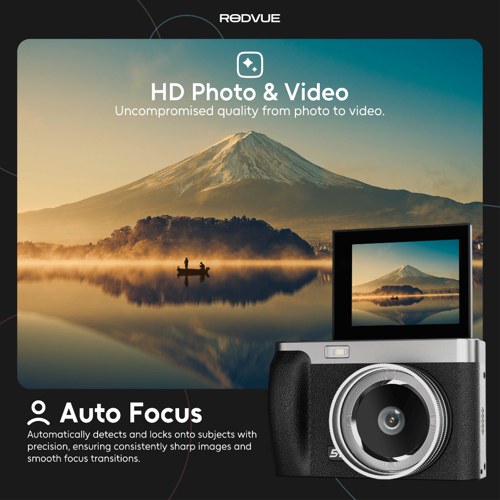 RODVUE N8 5K UltraClear Digicam by ROADCAM – Flip Screen Digital Camera ...