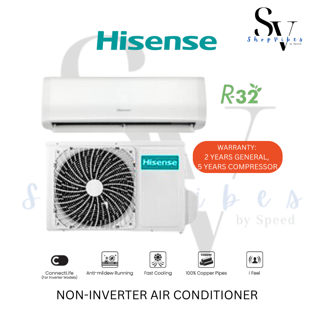 [SABAH ONLY] HISENSE STANDARD AIR CONDITIONER NON-INVERTER R32 1HP/ 1 ...