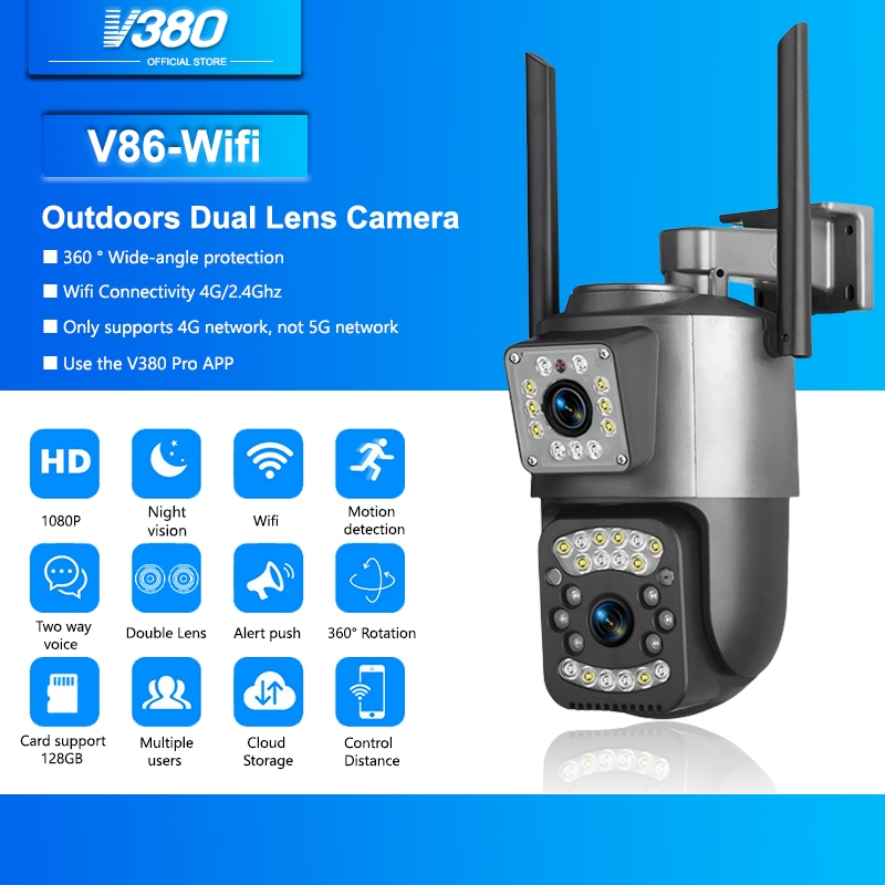 V380 Pro V86 Dual Lens Wifi CCTV Wireless Outdoor Waterproof 4G Sim ...