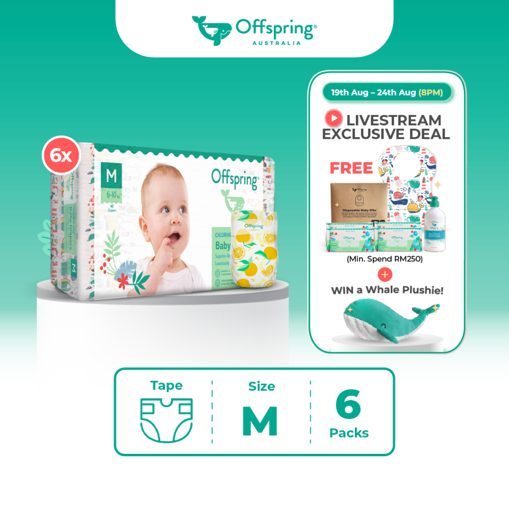 Offspring Fashion Baby Diapers Tape M (252pcs) [6 Packs] | Shopee Malaysia