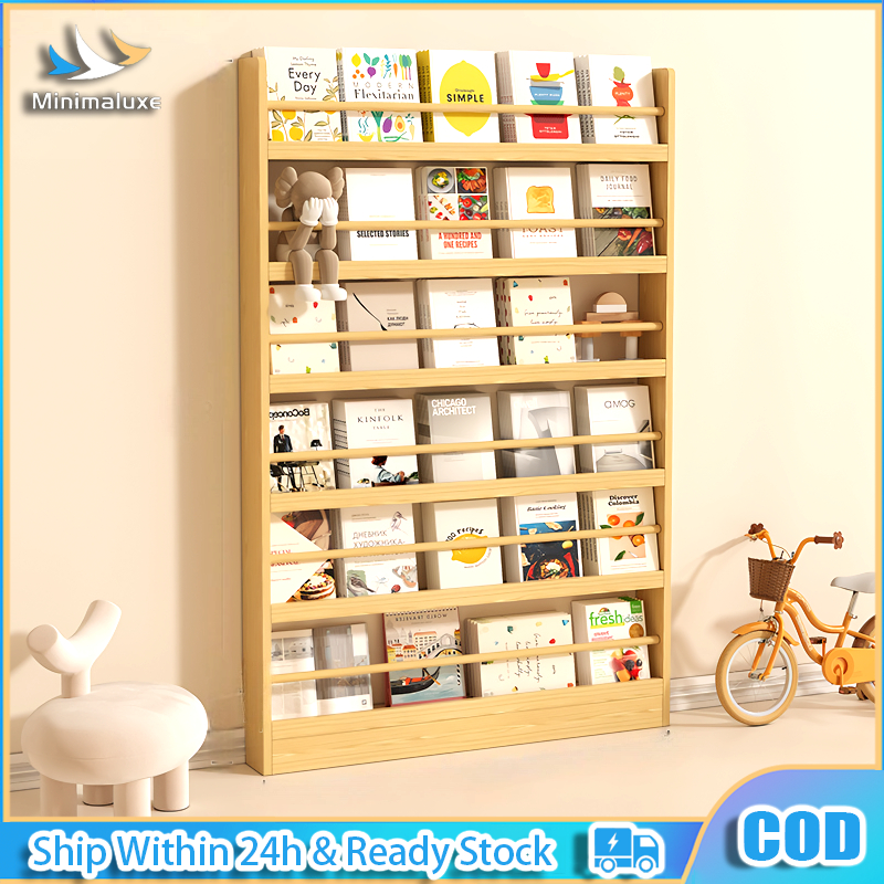 Wooden Book Shelf Rak Buku Bookcase Against Wall Book Rack Bookshelf ...