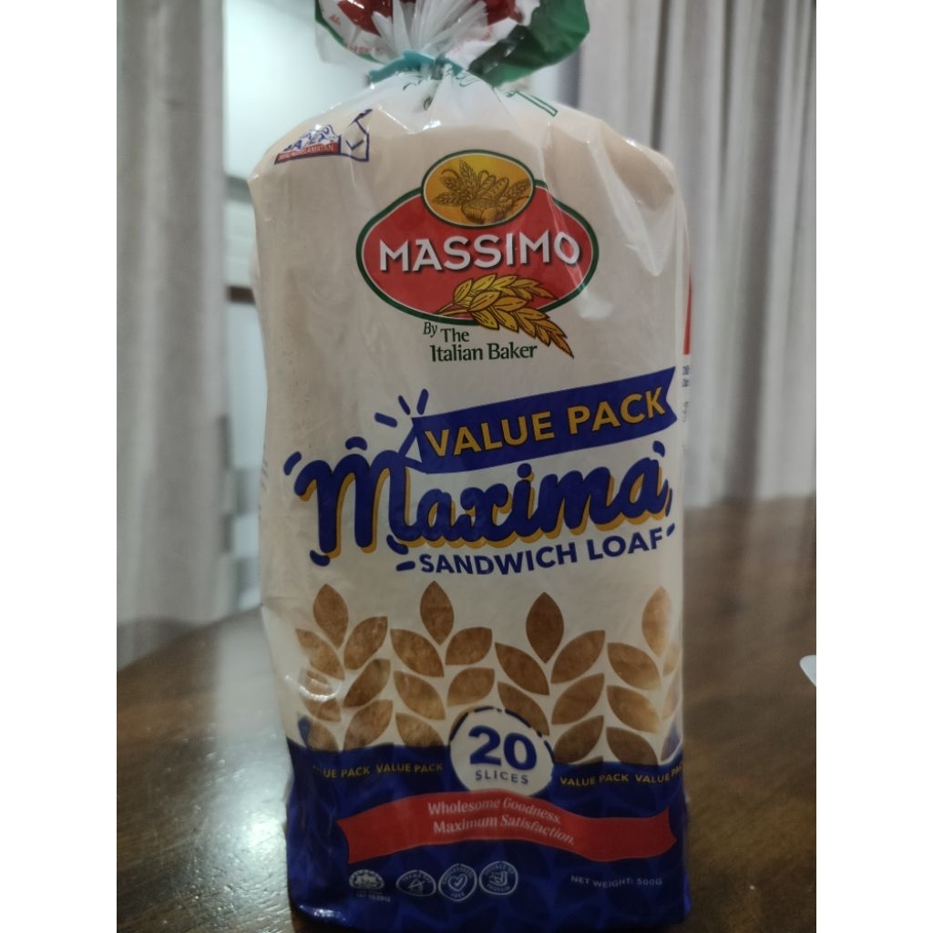 Roti Sandwich Loaf Massimo 500g Value Pack Ready Stock Halal | Shopee ...