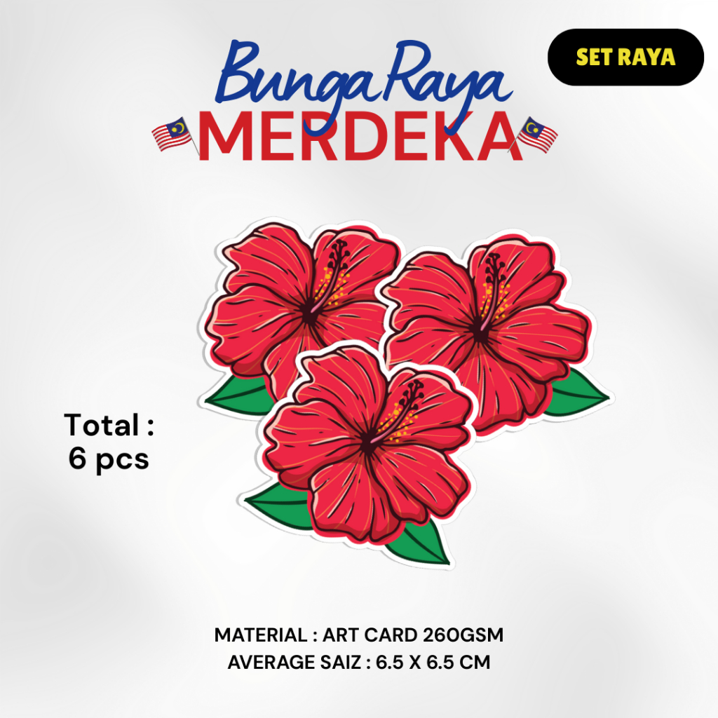 Hiasan merdeka bunga raya 4 warna malaysia dekorasi payung jurnal buku ...