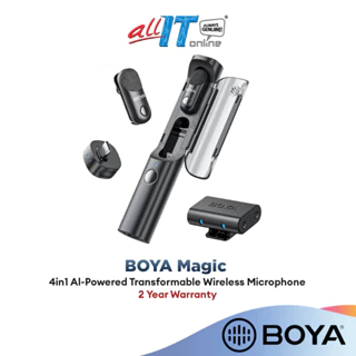 BOYA Magic Transformable Wireless Microphone 4 Forms in 1 USB C/Lighting/3.5mm TRS for Camera/Phone/DSLR/Mirrorless