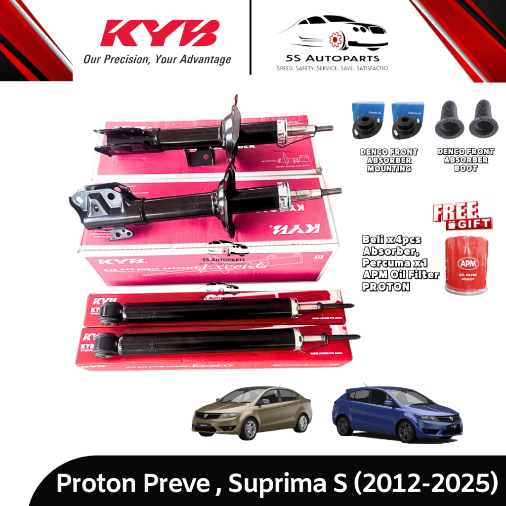 KYB Excel G Proton Preve/Suprima S Gas Absorber Front/Rear Set W/DENCO ...