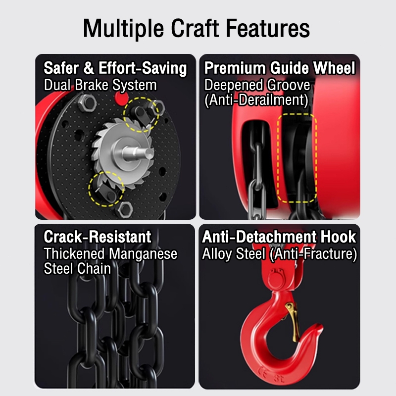 1 Ton Industrial Heavy Duty Chain Block red Lifting 3 Meter Chain Hoist ...