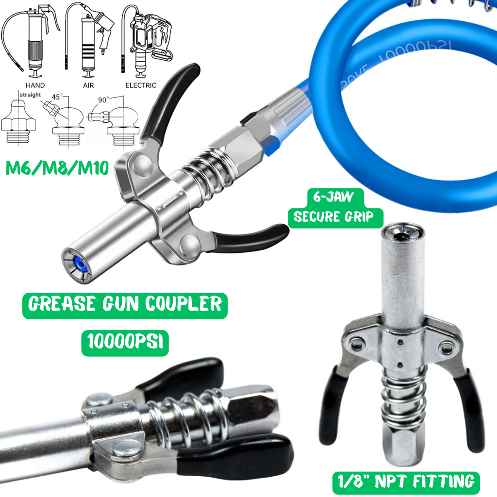 Grease Gun Coupler 10000 PSI Grease Nipple Tip Tool Car Syringe ...