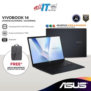 Asus Vivobook 14 A1407Q-ALY076WS/078WS 14" Laptop (Snapdragon® X X1 26 100 | Qualcomm® Adreno™ | 16GB | 1TB SSD | W11)
