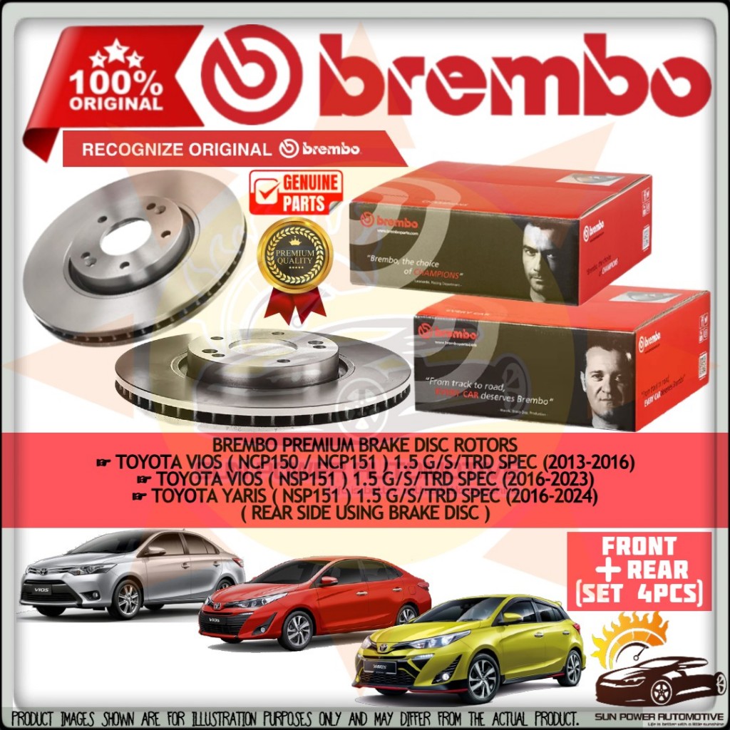 BREMBO PRIME PREMIUM Toyota Vios NCP150 NCP151 Yaris NSP151 G/S TRD ...