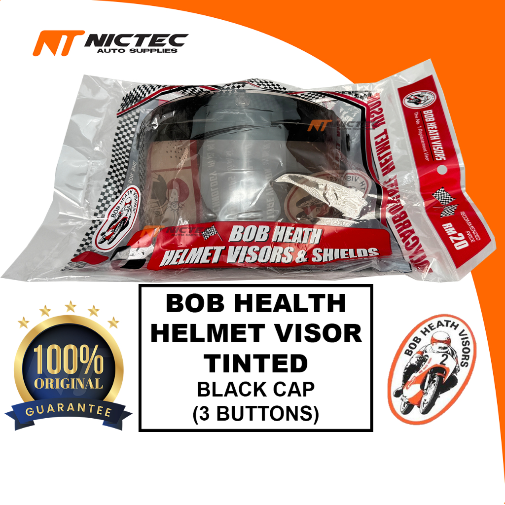 BOB HEALTH HELMET VISOR TINTED 3 BUTTONS KUALITI TERBAIK SGV99 MS88 ...