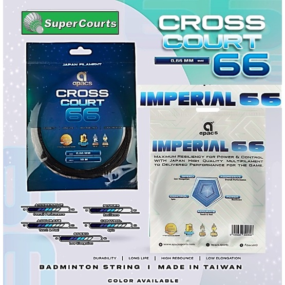 【ORIGINAL】Apacs Imperial 66 & Court Cross 66 Badminton String (1pcs ...