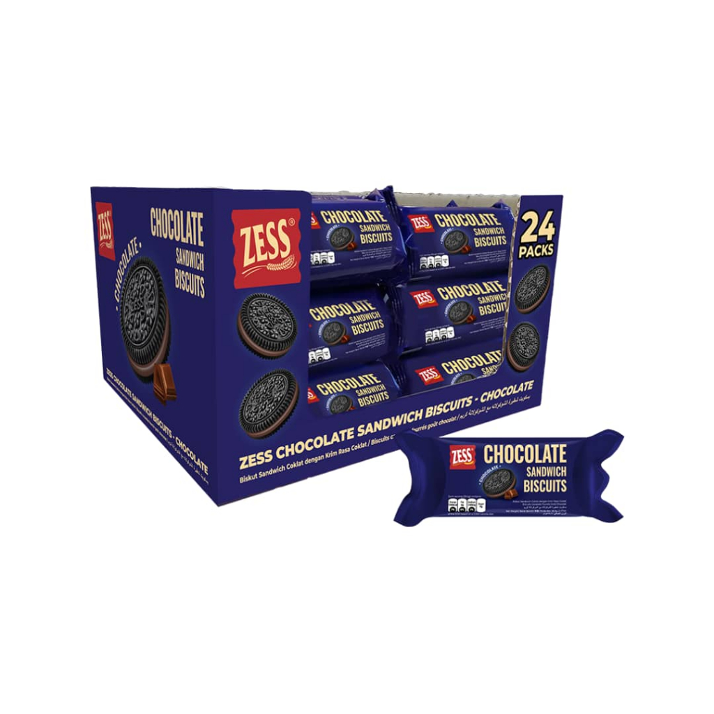 Zess Chocolate Sandwich Biscuits - Chocolate 58.8g x 24pkt | Shopee ...