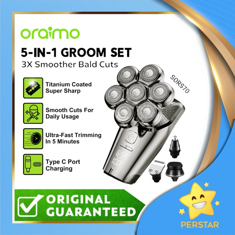 ORAIMO Super Razor Electric Waterproof Rechargeable Bald Body Shaver ...