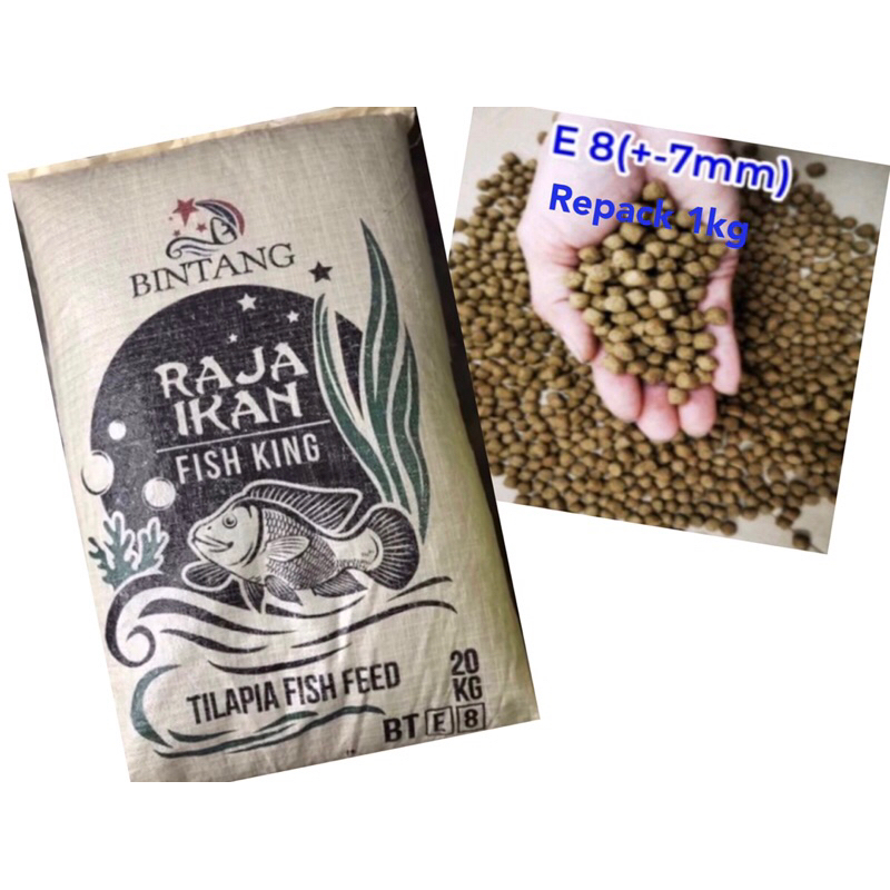 (REPACK 1KG) MAKANAN IKAN TILAPIA RAJA IKAN CAP BINTANG BT E8 FISH ...