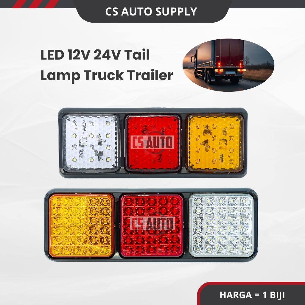 1 BIJI LED 12V 24V Tail Lamp White Red Yellow Triple Light Lampu