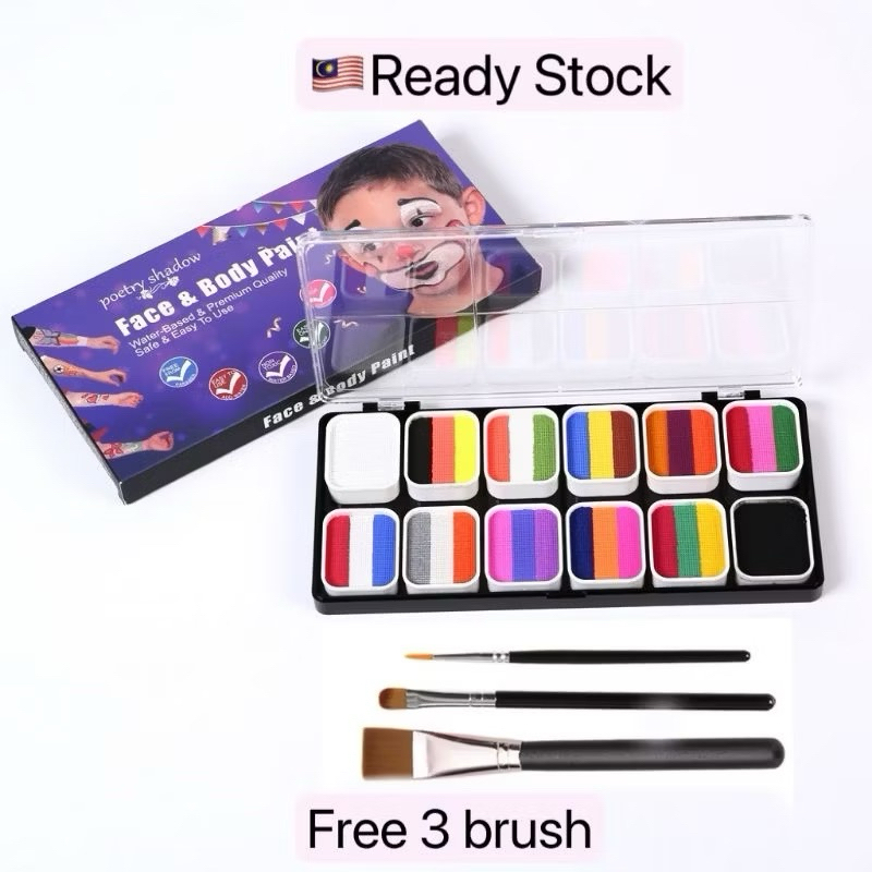 High Quality Professional Face & Body Painting Kit 12 Colors Rainbow ...
