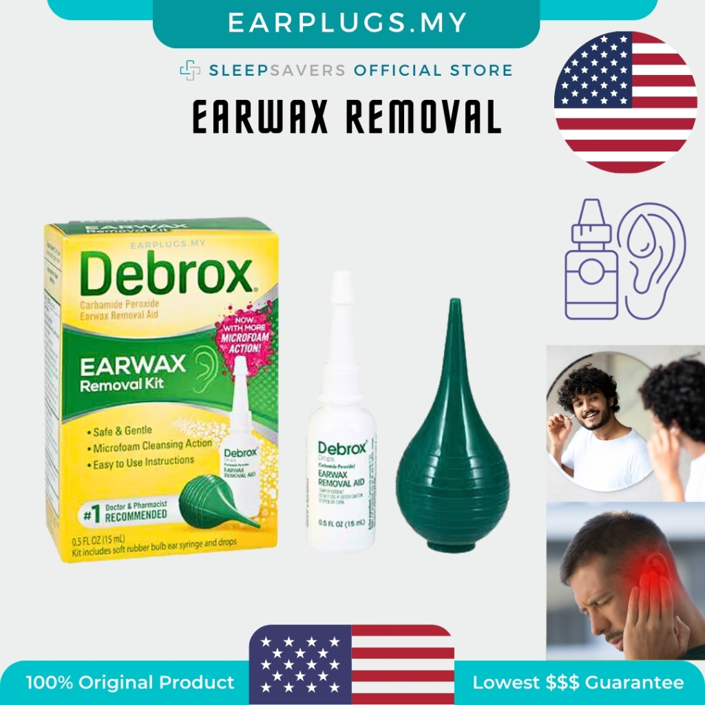 🇺🇸 USA Debrox Ear Wax Removal Kit Bulb Syringe + Removal Drops for