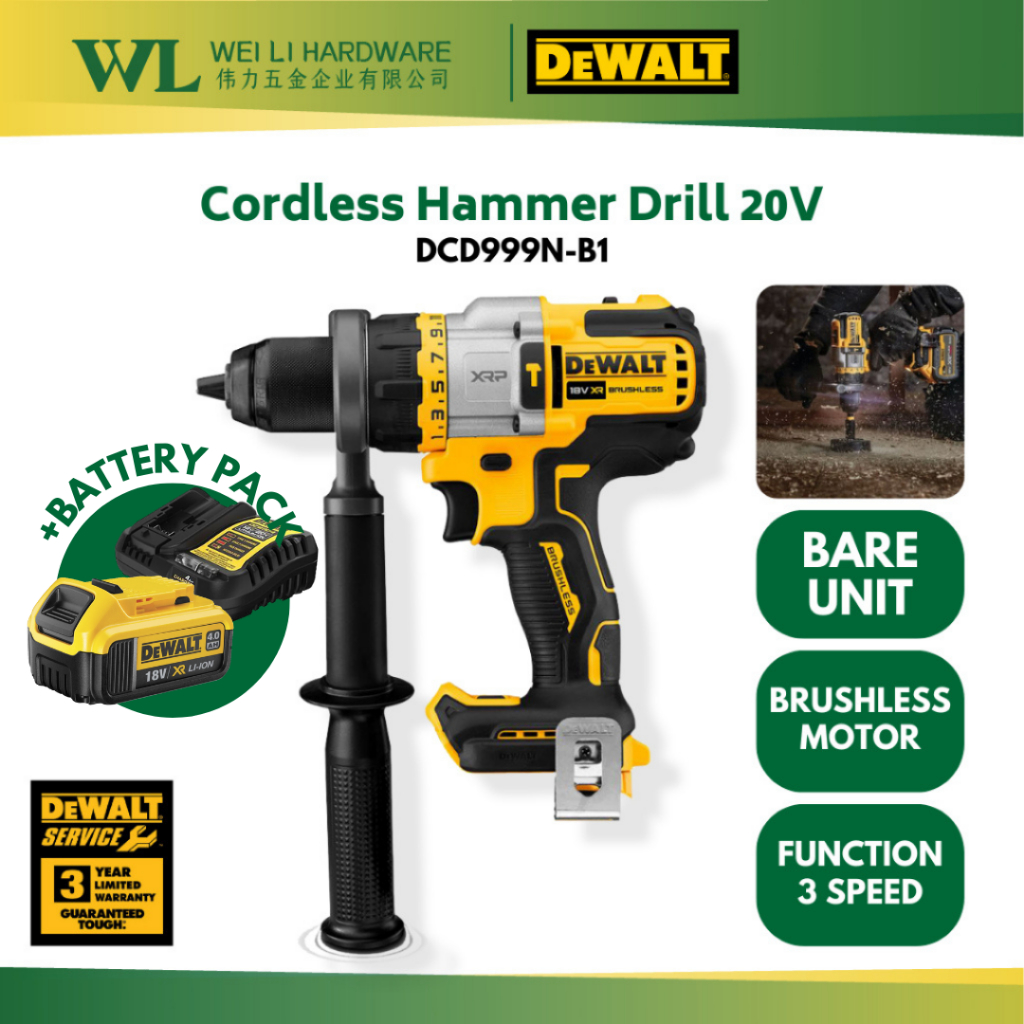 DEWALT DCD999N-B1 20V Brushless Cordless Hammer Drill / Dewalt Cordless ...